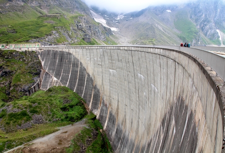 The Moserbooden dam in Austria Alps. Hydroelectric power plant near Kaprun from.の写真素材