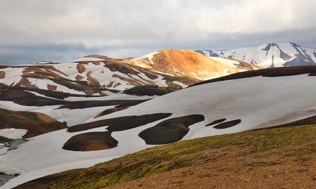 Laugavegur trek - Panorama of Rainbow mountains, National park Landmannalaugar, Iceland.の写真素材