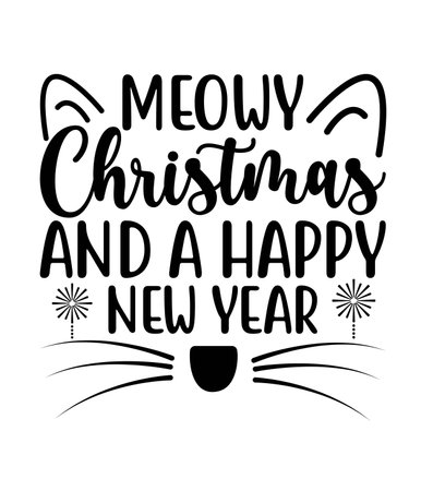 Meowy Christmas and a happy new year, Christmas SVG, Funny Christmas Quotes, Winter SVG, Merry Christmas, Santa SVG, typography, vintage, t shirts design, Holiday shirtのイラスト素材