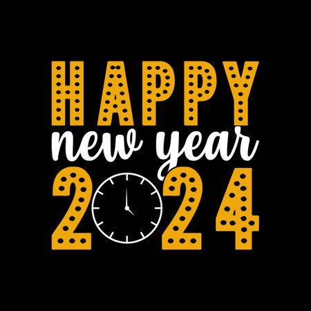 Happy new year 2024 typography T-shirt Design, Simple design, Cute typography, Cut File, Circuit,...
