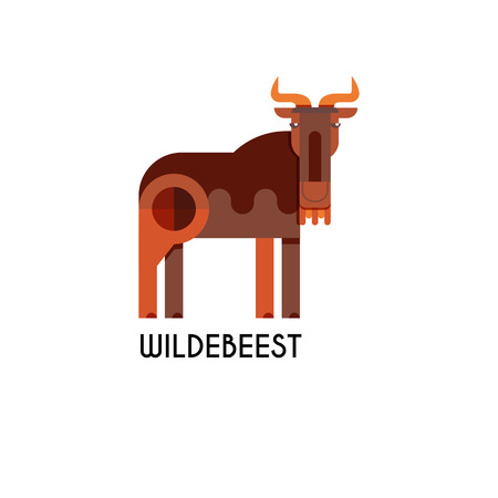 Wildebeest made in unique geometrical flat style.のイラスト素材