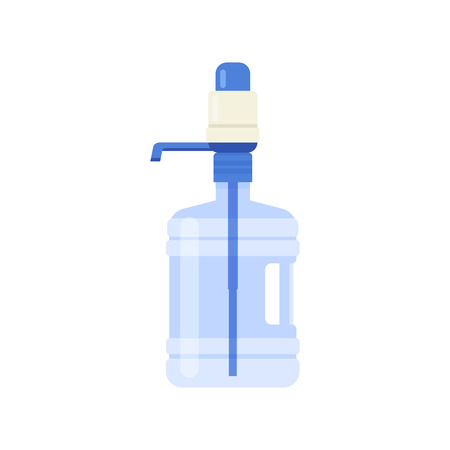 Vector set with pump water cooler and bottle. Portable water cooler. Modern flat illustration isolated on white backgroundのイラスト素材