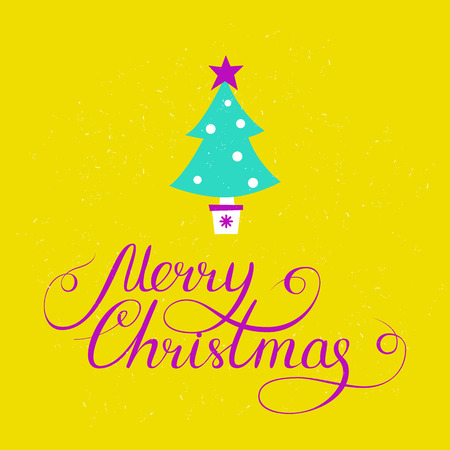 Simple Christmas card design with doodle illustration and lettering. Xmas design for greeting cards and invitations.のイラスト素材