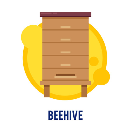 Beekeeping vector concept with different  items. Modern flat style vector. Honey illustration. Apiary concept.のイラスト素材