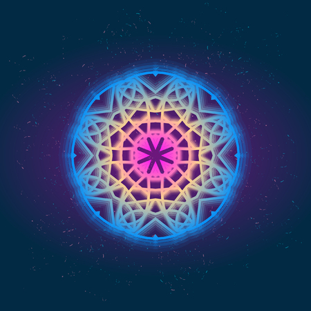 Vector glowing geometric element. Design prints for t-shirts, posters, flyers, postcards. Vector illustrations in bright neon colorsのイラスト素材