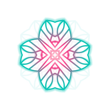 A glowing geometric element, Vector illustrations on a white background in bright neon colors, design prints for t-shirts, posters, flyers, postcards.のイラスト素材