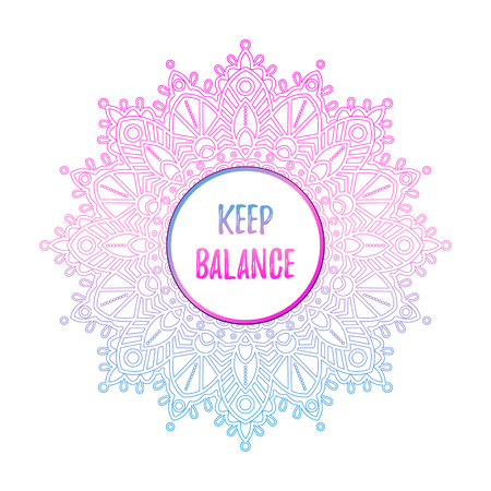 A Vector illustrations with quote - keep balance, in bright neon colors, design prints for t-shirts, posters, flyers, postcards.のイラスト素材