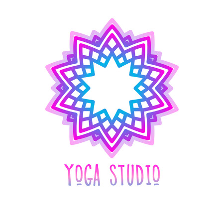 Vector glowing geometric element with place for text. Design prints for t-shirts, posters, flyers, postcards. Vector illustrations on a white background in bright neon colors.のイラスト素材