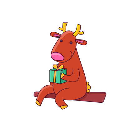 Vector illustration of a reindeer christmas character. Isolated on white backgroundのイラスト素材