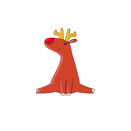 Vector illustration of a reindeer christmas character. Isolated on white backgroundのイラスト素材