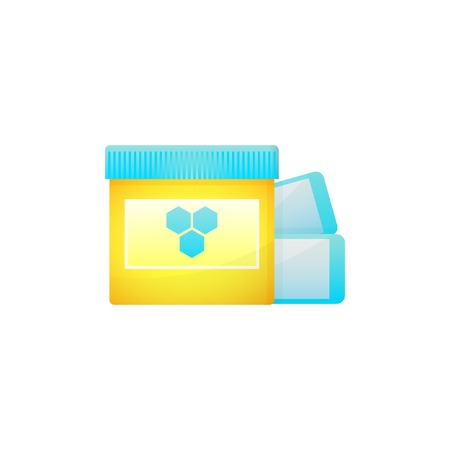Vector icons of jar of wax and wax strips or hair removal. Gradient illustration on white backgroundのイラスト素材