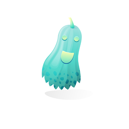 Vector halloween scary Ghost pumpkin isolated on white background. With candle light insideのイラスト素材