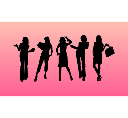 Business woman vector silhouettesのイラスト素材