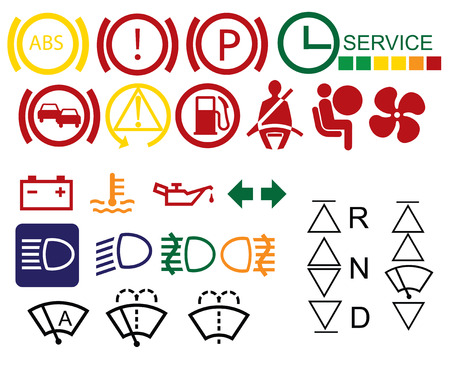 Car dashboard signs isolated on white backgroundのイラスト素材