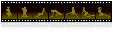 Negative Film strip images of a sexy girls shootのイラスト素材