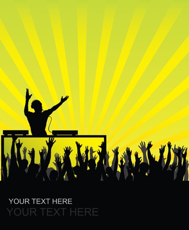 Dj cheering audience backgroundのイラスト素材