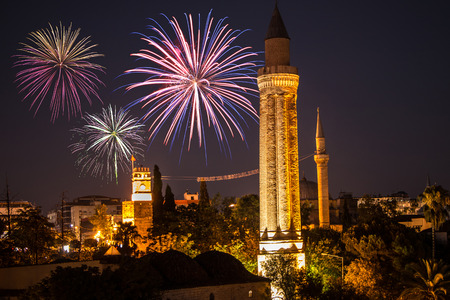 Antalya Nights With Fireworksのeditorial素材