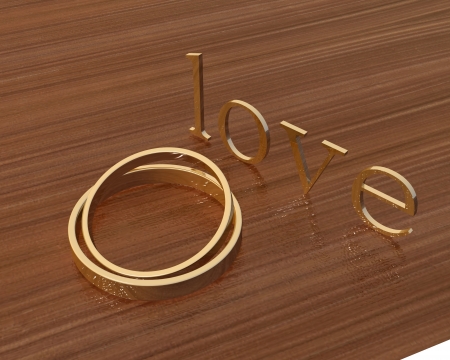 gold wedding ring and loveの写真素材