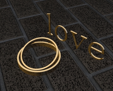 gold wedding ring and loveの写真素材