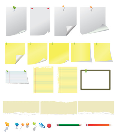 Notes and ripped papersのイラスト素材