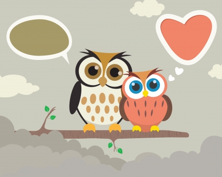 Couple Owlのイラスト素材