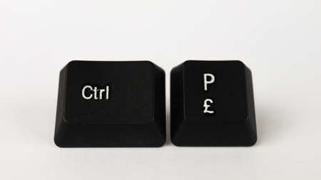 Computer keyboard keys with the letters Q, P, L and Pの写真素材