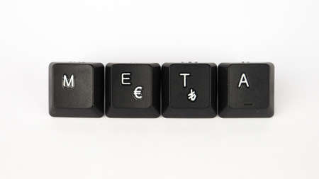Black computer keyboard keys with the word MENTA isolated on white backgroundの写真素材
