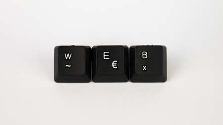 Black keyboard keys with the word WEB on a white background.