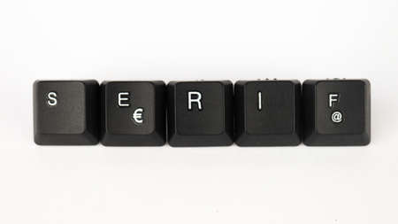 Black computer keyboard keys, isolated on white backgroundの写真素材