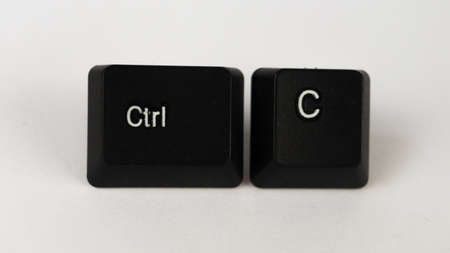 Computer keyboard keys on a white backgroundの写真素材