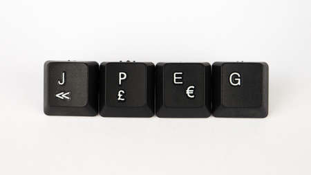 Keyboard keys with the word written in black on a white backgroundの写真素材