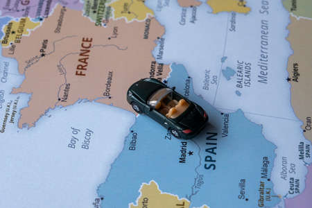 Toy car on the map of the United Arab Emirates. Travel conceptの写真素材