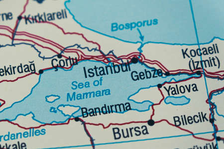 Santiago de Compostela, Galicia, Spain. Close up of the capital and main cities on the map.の写真素材