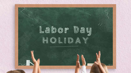 Back to school concept. School board with text LABOR DAY HOLIDAYの写真素材