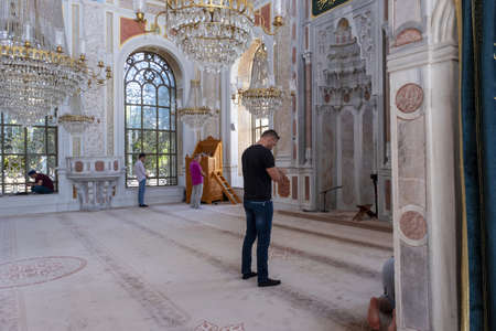 The interior of the Sultan Ahmet Mosque.の写真素材