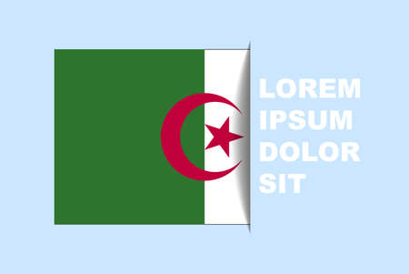 Half Algeria flag vector with copy space, country flag with shadow style, horizontal slide effect, Algeria icon design asset, text area, simple flat designのイラスト素材