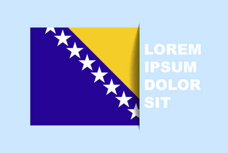 Half Bosnia flag vector with copy space, country flag with shadow style, horizontal slide effect, Bosnia icon design asset, text area, simple flat designのイラスト素材