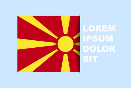 Half Macedonia flag vector with copy space, country flag with shadow style, horizontal slide effect, Macedonia icon design asset, text area, simple flat designのイラスト素材