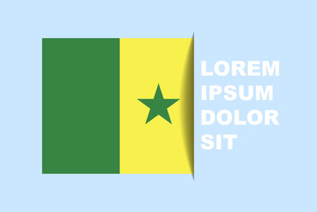 Half Senegal flag vector with copy space, country flag with shadow style, horizontal slide effect, Senegal icon design asset, text area, simple flat designのイラスト素材