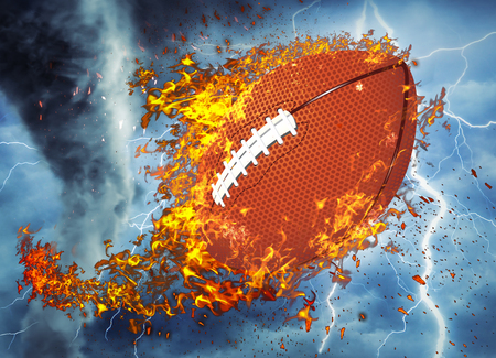 american football ball isolated on black background. 3d rendering.の写真素材