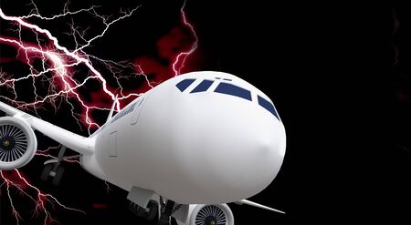 passenger airplane rising in the sky. 3d rendering.