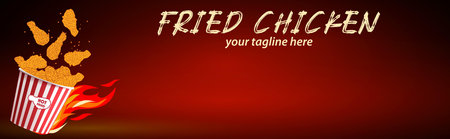 Fried chicken meat. Fast food menu design elements. Restaurant cafe menu, template design. Food flyer. Vector.のイラスト素材