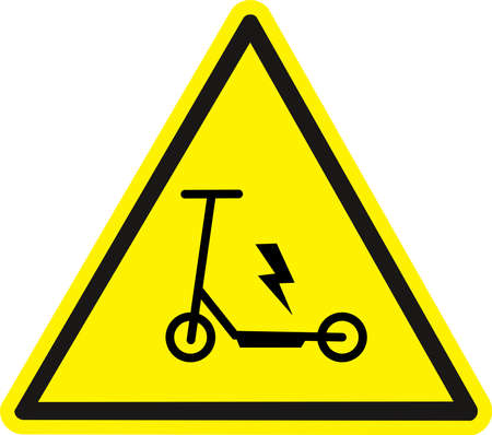 Scooter eco friendly green mobility and transport. Scooter warning label. vector.のイラスト素材