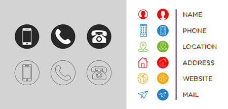 Contact icon set. Website set icon. Symbol for web site.  Isolated on transparent backgroundのイラスト素材