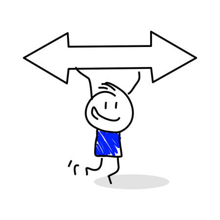 Stick figures. arrow Isolated on white background. It can be used for presentations, for explanation, as a mascot, for communication, to express emotions.のイラスト素材