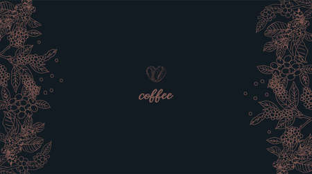 Hand drawn coffee illustration card. Coffee doodle concept - sketch illustration about coffee time. Vector.のイラスト素材