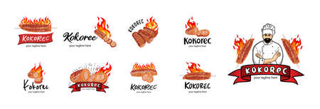 Kokorec vector logo design. Fast Food Restaurant Design elements for logo, label, emblem, sign. Vector.のイラスト素材