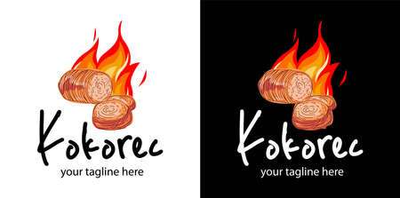 Kokorec vector logo design. Fast Food Restaurant Design elements for logo, label, emblem, sign. Vector.のイラスト素材