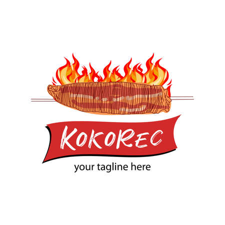 Kokorec vector logo design. Fast Food Restaurant Design elements for logo, label, emblem, sign. Vector.のイラスト素材
