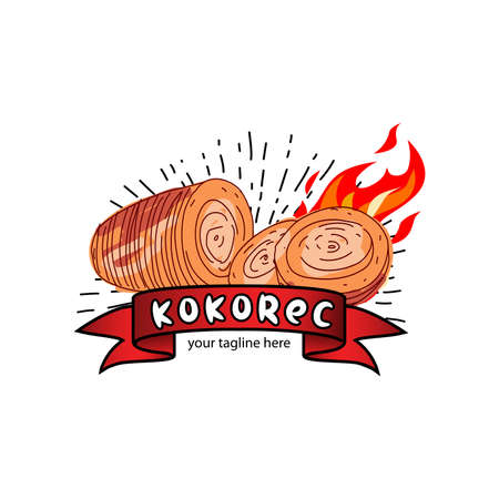 Kokorec vector logo design. Fast Food Restaurant Design elements for logo, label, emblem, sign. Vector.のイラスト素材